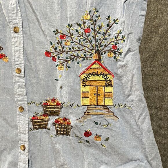 C.S.T. Sport Schoolhouse Embroidered Button Down Vintage Shirt, Size 24W, Autumn - Picture 2 of 7